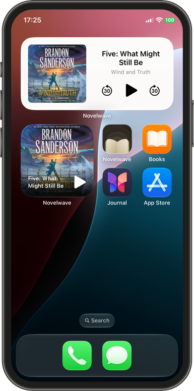 The medium and small Now Playing widgets on the Home Screen
